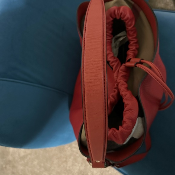 Burberry Ashby Red Soft Pebbled Leather Tote Bag - Picture 13 of 16